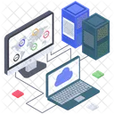 Big Data Connection Cloud Database Connection Data Server Hosting Icon