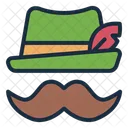 Bigote Sombrero Tiroles Icono