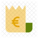 Billete De Euro Factura Recibo Icono