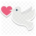 Bird Dove With Rose Flying Dove Icon