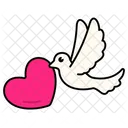 Bird Flying With Heart Love Valentine Icon