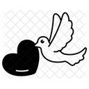 Bird Flying With Heart Love Valentine Icon