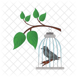 Bird in bird cage with in twigs  Icon