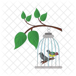 Bird in bird cage with in twigs  Icon