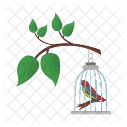 Bird in bird cage with in twigs  Icon