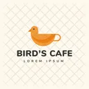 Birds Cafe Hot Coffee Cafe Logomark Icon