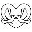 Birds Two With Heart Love Valentine Icon