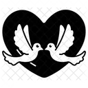 Birds Two With Heart Love Valentine Icône
