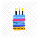 Birthday Cakes Set Cake With Celebration Candles Hand Drawn Flat Vector Abstract Illustration Icon
