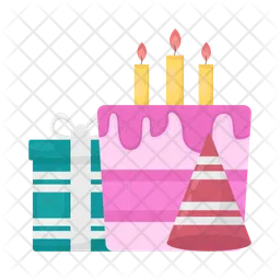 Birthday cake with gift  Icon