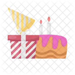 Birthday cake with gift  Icon