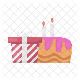 Birthday cake with gift  Icon