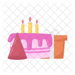 Birthday cake with gift  Icon