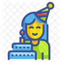 Birthday Girl Woman Celebration Icon