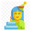 Birthday Girl Woman Celebration Icon