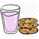 Copo De Leite Biscoitos Cafe Da Manha Icon