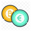 Bitcoin A Euro Dolar Moneda Icono