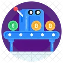 Blockchain Conveyor Bitcoin Conveyor Crypto Production Icon