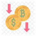 Bitcoin dollar decrease  Icon