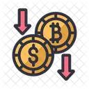 Bitcoin dollar decrease  Icon