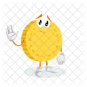 Bitcoin Mascot Goodbye Pose Quirky Icon