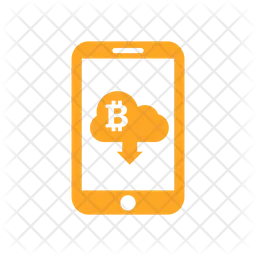 Bitcoin mobile phone cloud down arrow  Icon