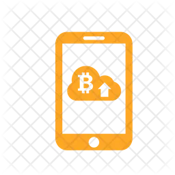 Bitcoin mobile phone cloud up arrow  Icon