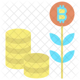 Bitcoin Plant And Coins  Icon