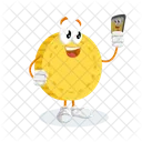 Bitcoin Mascot Logo Selfie Pose Character Icon