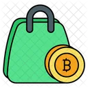 Bitcoin Shopping Bag Cryptocurrency Payment Icon