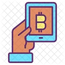 Onglet Tablette Bitcoin Argent Numerique Icône