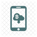 Seta Para Baixo Da Nuvem Do Celular Bitcoin  Ícone