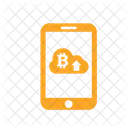 Flecha hacia arriba en la nube del teléfono móvil bitcoin  Icono