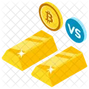 Bitcoin Vs Oro Concepto De Inversion Btc Vs Oro アイコン