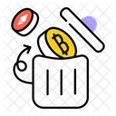 Bitcoin Waste Trash Can Money Waste Icône