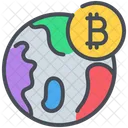 Bitcoin Cryptocurrency Globe Icon