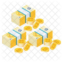 Bitcoins and Notes  Icon