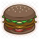 Black Burger with Extra Cheese and Beef  Icon