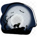 Black cat and man skeleton  Icon