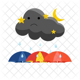 Black cloud rain and umbrella  Icon