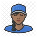 Black Female Baseball Player Baseball Caps Icon