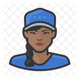 Black Female Baseball Player  Icon