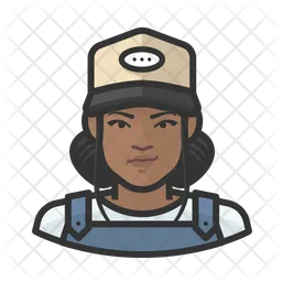 Black Female Farmhand  Icon