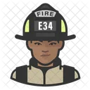 Black Female Firefighter  Icon