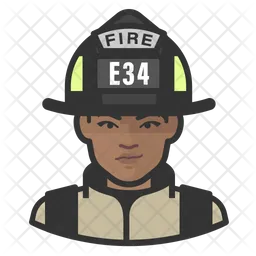 Black Female Firefighter  Icon