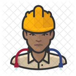 Black Female Technician Icon - Download in Colored Outline Style