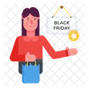 Friday Offer Black Friday Shopping Girl Icon