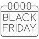 Black Friday Calendar Thinline Icon 아이콘