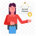 Friday Offer Black Friday Shopping Girl 아이콘
