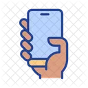 Black hand with smartphone  Icon